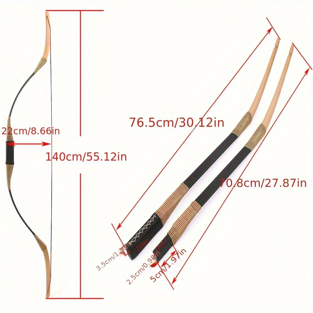 20-35lbs Split Traditional Archery Bow Set, Outdoor Adult Shooting And Hunting Accessories